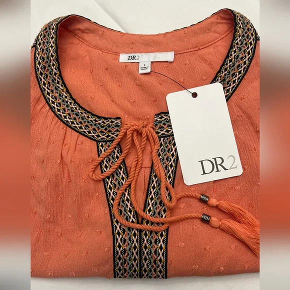 Dr2 Women's Coral Top with Embellished Neckline - Picture 4 of 4